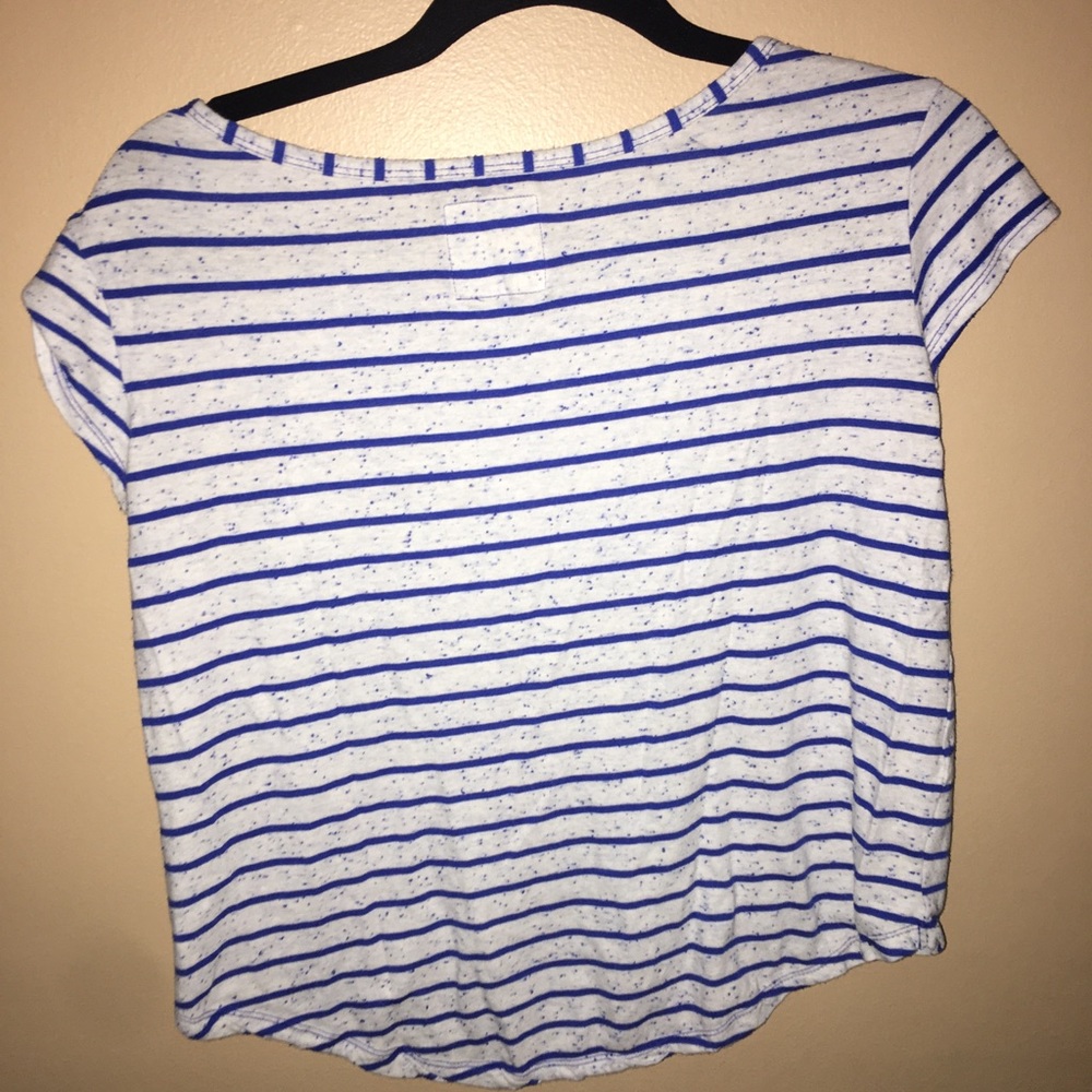 white and blue t shirt